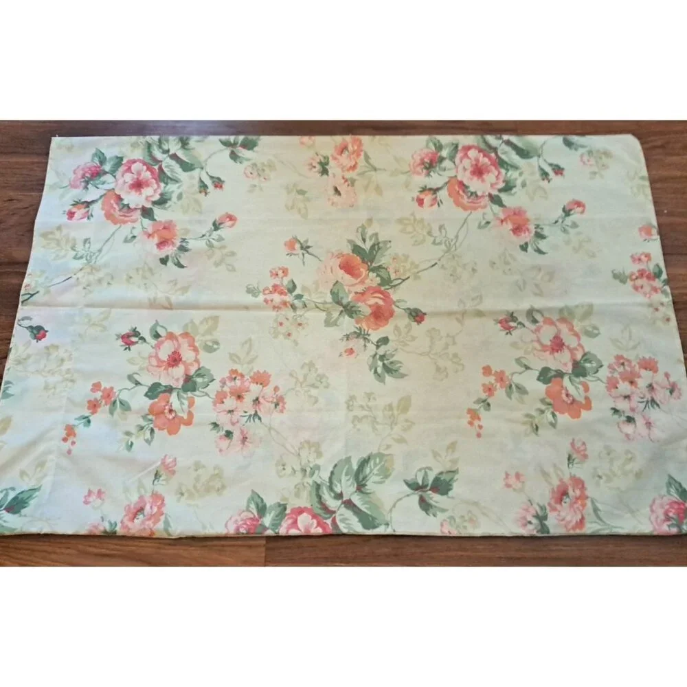 Vintage Rose Peony Pillowcase Standard Ivory Pink Cottage Coquette Farmhouse